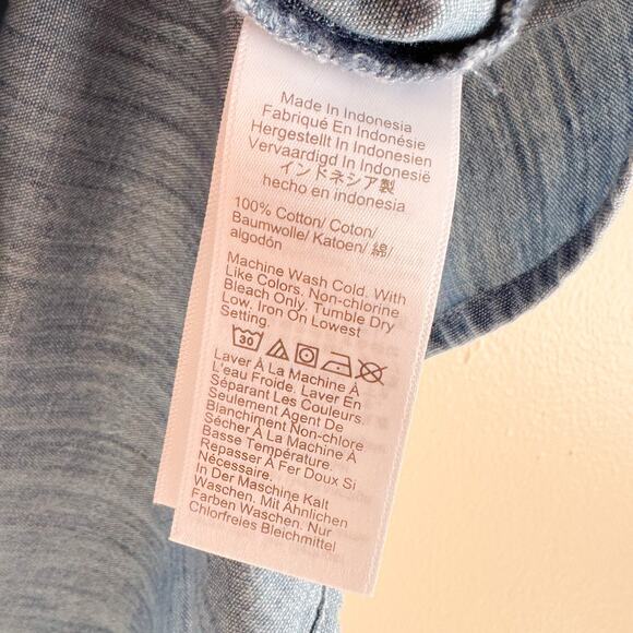 J. Crew Blue Chambray Ruffle Button Up Sleeveless Blouse XL Preppy Casual - Picture 6 of 10